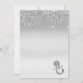 Elegante Silver Tropfen Safety Button Baby Shower Einladung (Rückseite)