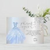 Elegante Silver Tropfens Chic Dress Dankeskarte (Stehend Vorderseite)