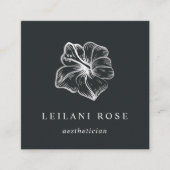 Elegante Silver Tropical Hibiskus Blume Quadratische Visitenkarte (Vorderseite)