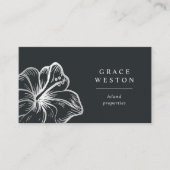 Elegante Silver Tropical Hibiskus Blume Visitenkarte (Vorderseite)