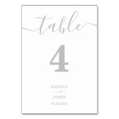 Elegante Silver Typografy Calligraphy Wedding Tischnummer (Vorderseite)