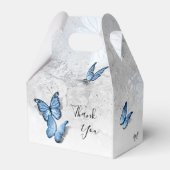 Elegante Silver- und Baby Blue Butterfly-Vorlage Geschenkschachtel (Rückseite)