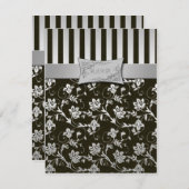 Elegante Silver- und Black RSVP-Karte Einladung (Vorne/Hinten)