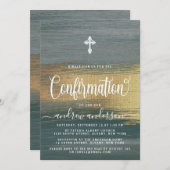 Elegante Silver- und Gold Boy-Bestätigung Einladung (Vorne/Hinten)