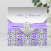 Elegante Silver und Lavender Lila Spitzenhochzeit Einladung