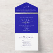 Elegante Silver und Royal Blue Wedding All In One Einladung (Innen Boden)