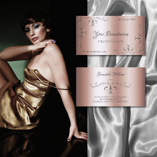 Elegante Silver Verziert Corners Luxuriöse Rose G Visitenkarte
