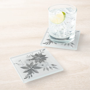 Elegante Silver Watercolor Glasuntersetzer