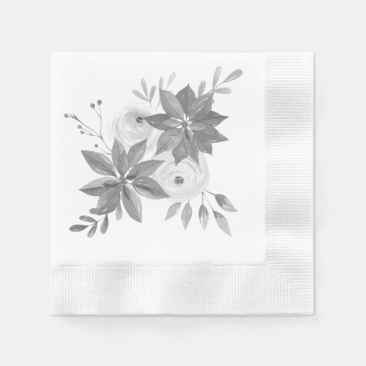 Elegante Silver Watercolor Serviette (Vorderseite)