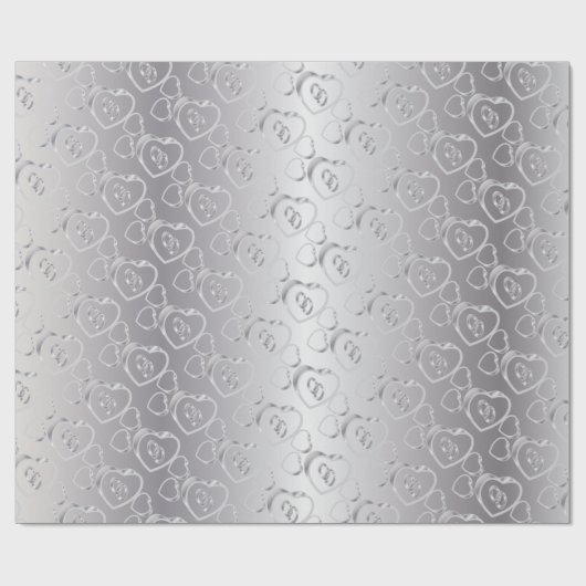 Elegante Silver Wedding Bands im Herzen Geschenkpapier (Flach)