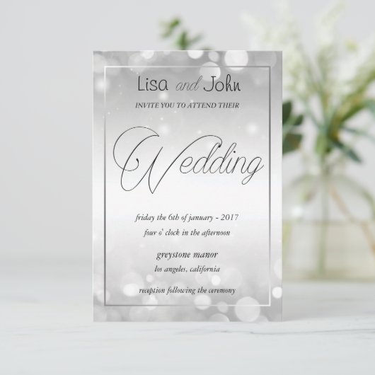 Elegante Silver Wedding Einladung (Stehend Vorderseite)