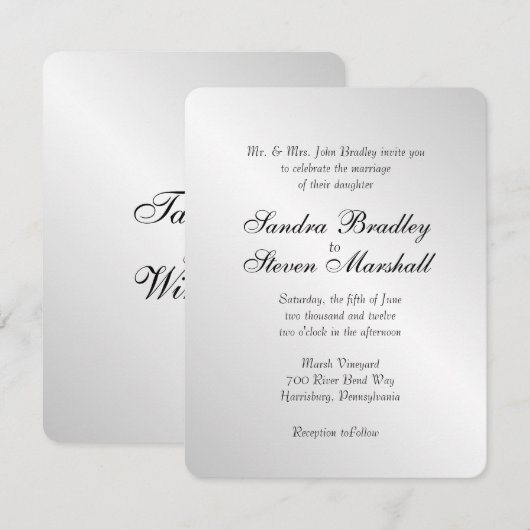 Elegante Silver Wedding Einladungen (Vorne/Hinten)