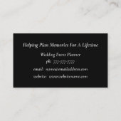 Elegante Silver Wedding Event Planner Business Car Visitenkarte (Rückseite)