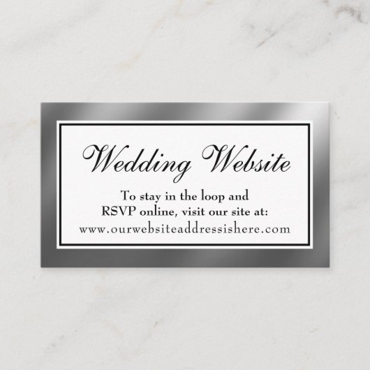 Elegante Silver Wedding Website Insert Card (Vorderseite)