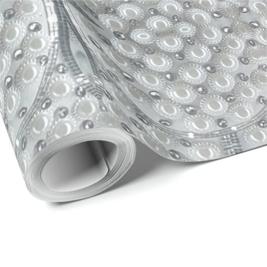 Elegante Silver White Gray Pearls Muster Chic Geschenkpapier (Rolleneckpunkt)