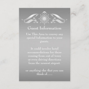 Elegante Silver White Guest Information Card Begleitkarte