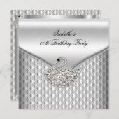 Elegante Silver White Swan Geburtstagsparty Einladung (Vorne/Hinten)