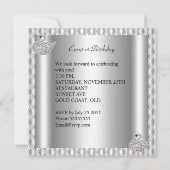 Elegante Silver White Swan Geburtstagsparty Einladung (Rückseite)