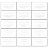 Elegante Silver & White Wedding individuelle Adres Aufkleber (Vorderseite)