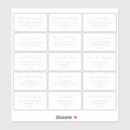 Elegante Silver & White Wedding individuelle Adres Aufkleber