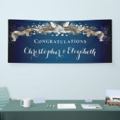 Elegante Silver Winter Floral Herzlichen Glückwuns Banner (Messe)
