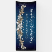 Elegante Silver Winter Floral Herzlichen Glückwuns Banner (Vertikal)