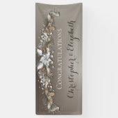 Elegante Silver Winter Floral Herzlichen Glückwuns Banner (Vertikal)