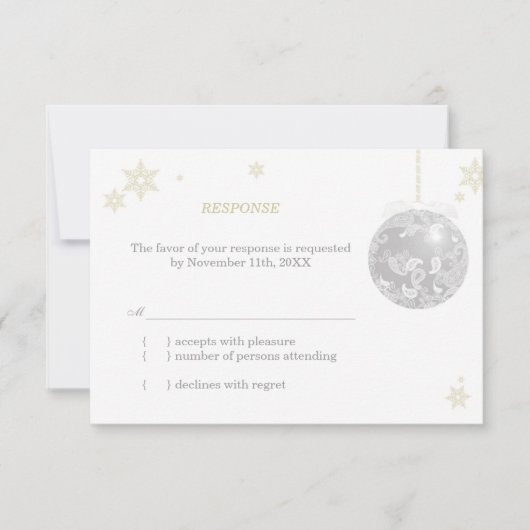 Elegante Silver Winter Wedding UAWG RSVP Karte (Vorderseite)