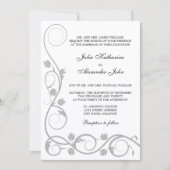 Elegante Silver Wirbel Einladung (Vorderseite)