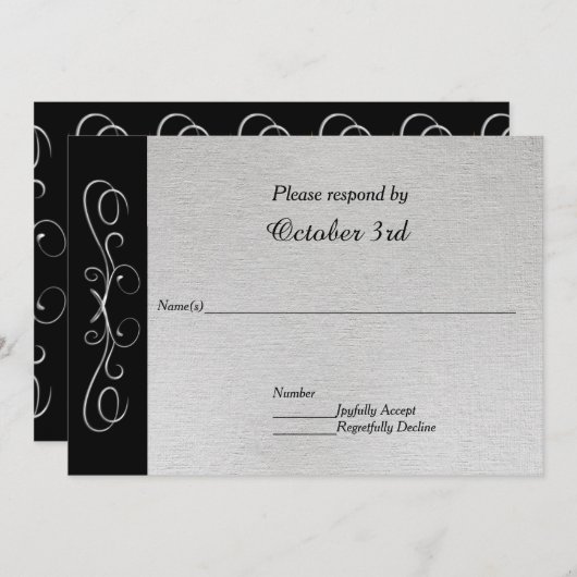 Elegante Silver Wirbel Hochzeit Einladung UAWG (Vorne/Hinten)