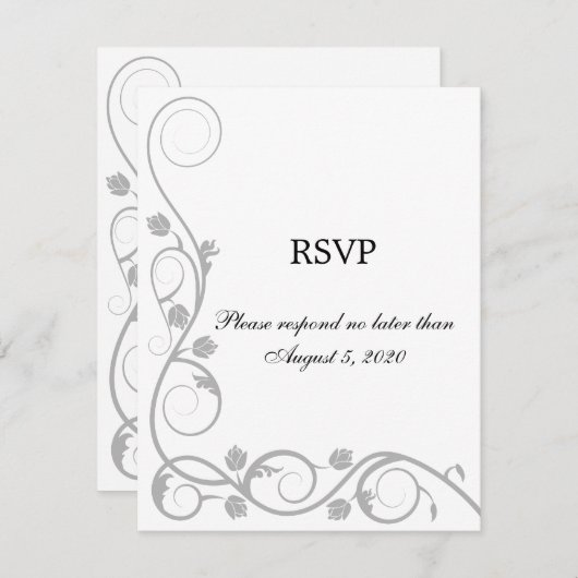 Elegante Silver Wirbel UAWG / Antwortkarte Einladung (Vorne/Hinten)