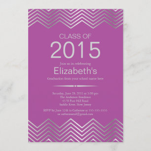 Elegante Silver Zickzack Graduation Party Einladun Einladung