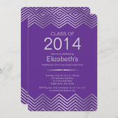 Elegante Silver Zickzack Graduation Party Einladun Einladung (Vorne/Hinten)