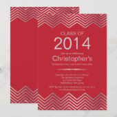 Elegante Silver Zickzack Graduation Party Einladun Einladung (Vorne/Hinten)