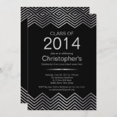 Elegante Silver Zickzack Graduation Party Einladun Einladung (Vorne/Hinten)