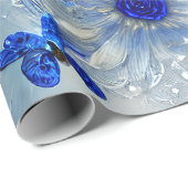 Elegante Silvery, Blue & Gray Floral & Butterfly Geschenkpapier (Rolleneckpunkt)