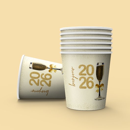 Elegante Silvester Champagner Pappbecher