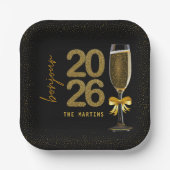 Elegante Silvester Champagner Pappteller (Vorderseite)