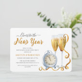 Elegante Silvester-Countdown-Party im Goldschrift- Einladung (Stehend Vorderseite)
