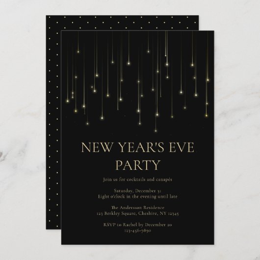 Elegante Silvester-Party Einladung (Vorne/Hinten)