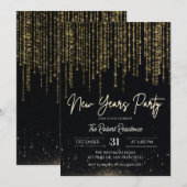 Elegante Silvesterparty Einladung (Vorne/Hinten)