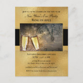 Elegante Silvesterschwarz-Party Einladung Postkarte (Vorderseite)