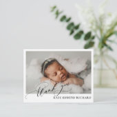 Elegante Simple Baby Foto Geburtsankündigung Postkarte (Stehend Vorderseite)