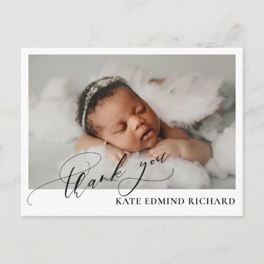 Elegante Simple Baby Foto Geburtsankündigung Postkarte (Vorderseite)