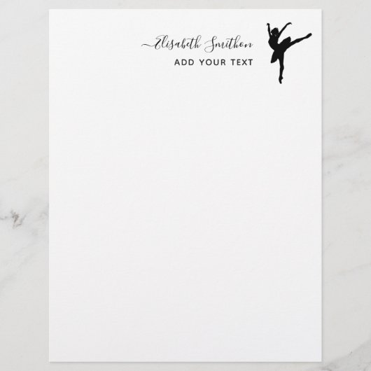 Elegante Simple Ballet Dancer Personal Stationery Briefbogen (Vorderseite)