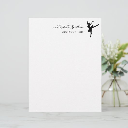 Elegante Simple Ballet Dancer Personal Stationery Briefbogen (Stehend Vorderseite)