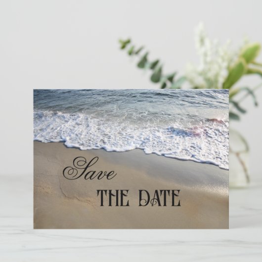 Elegante Simple Beach Save the Date Card Einladung (Stehend Vorderseite)