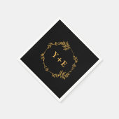 Elegante Simple Black Gold Mit Monogramm Wedding Serviette (Ecke)