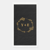 Elegante Simple Black Gold Mit Monogramm Wedding Serviette (Vorderseite)
