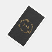 Elegante Simple Black Gold Mit Monogramm Wedding Serviette (Ecke)